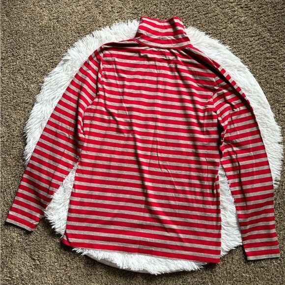 L.L. Bean Top Striped Red Gray Long Sleeves Womens Size Medium - Picture 2 of 5